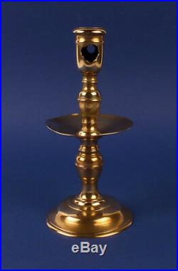 Splendid Antique 17thC Dutch Brass Panel Candlestick Candle Holder