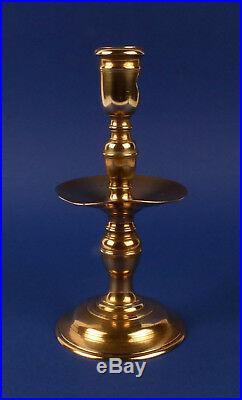 Splendid Antique 17thC Dutch Brass Panel Candlestick Candle Holder