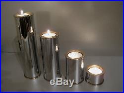 Staffan Englesson Modernist Set of 4 Chrome & Brass Candles Holders Sweden