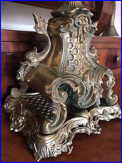 Stunning 24 Tall Antique French Candelabra Brass Griffins Heavyweight