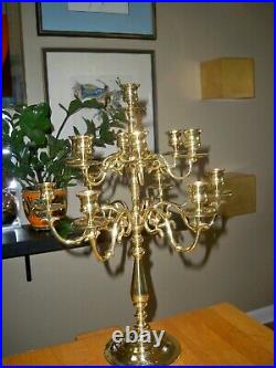 Stunning Large 13 Candle 12 Arm Brass BALDWIN CANDELABRA 20-1/2 in Height