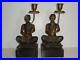 Stunning Pair Of Brass Blackamoor Nubian Genie Servant Lamps Candlestick Holders