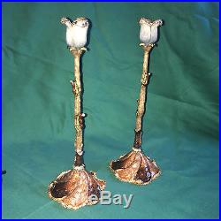 Stunning pair Jay Strongwater Twisted Rose tall candelsticks