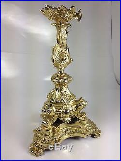 Superb Highly Deocative Pair of French Brass Very Ornate Large Candle Holders