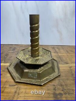 Swedish Hammered Brass Candlestick Handmade Made in Sweden Candle Holder