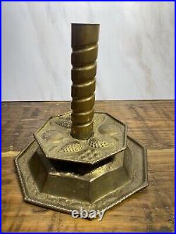 Swedish Hammered Brass Candlestick Handmade Made in Sweden Candle Holder