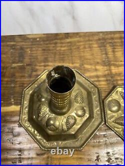 Swedish Hammered Brass Candlestick Handmade Made in Sweden Candle Holder