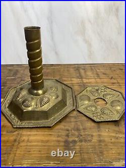 Swedish Hammered Brass Candlestick Handmade Made in Sweden Candle Holder