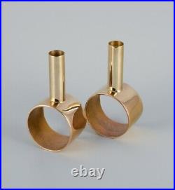 Swedish design. A pair of modernist brass candlesticks. Handmade