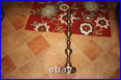 TALL India Chinese Brass Metal Temple Prayer Floor Standing Candle Holder #1