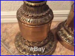 THEODORE ALEXANDER Large Pair of 30 Bronzed & Black Torchiere Candle Holders