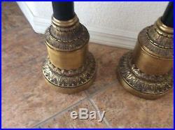 THEODORE ALEXANDER Large Pair of 30 Bronzed & Black Torchiere Candle Holders