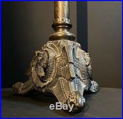 Tall (83cm) Weighty Antique Church Alter Candlestick Bronze Gothic Candle Holder