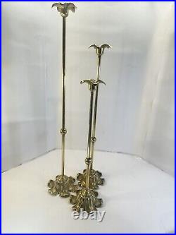 Tall BRASS CANDLESTICK HOLDERS Set of 3 made in Italy