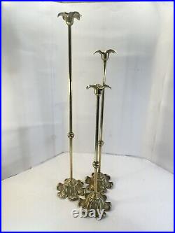 Tall BRASS CANDLESTICK HOLDERS Set of 3 made in Italy