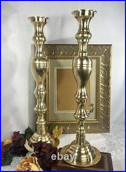 Tall Solid Brass Alter / Hearth Candle sticks Made in India Pair HEAVY