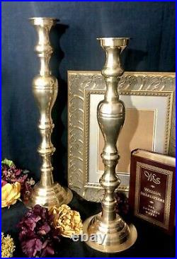 Tall Solid Brass Alter / Hearth Candle sticks Made in India Pair HEAVY