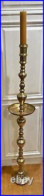 Tall Vintage Etched Brass Altar Candle Holder 57