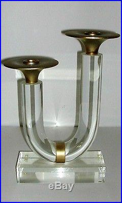 Thick Lucite Brass Candle holder