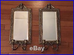 Tiffany & Co Vintage Brass Mirror Wall Sconces (Pair)