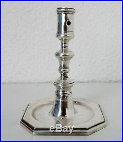 Top Antique Brass With Silver Bath Spanish Candlestick 17th Century