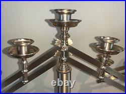 Two (2) Vintage Brass Adjustable 7 Candle Candelabras Church Alter
