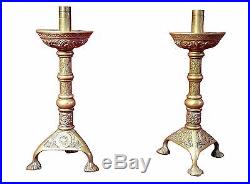 Two Antique Cast Brass Candlesticks from France