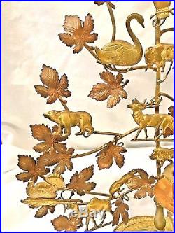 Two Brass Dresden Tree of Life Candle Holders, 16 Animals Vintage Petites Choses
