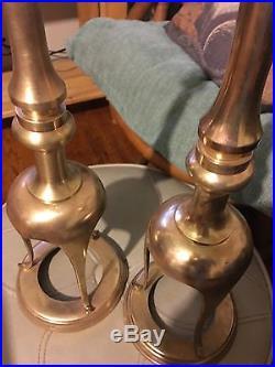 Two Mid Century Japanese Brass Altar Candlesticks 20 Tall