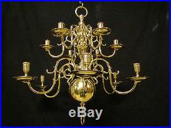 Unique Antique Dutch Bronze not Brass Chandelier 18th. C. 12 arms for real Candles