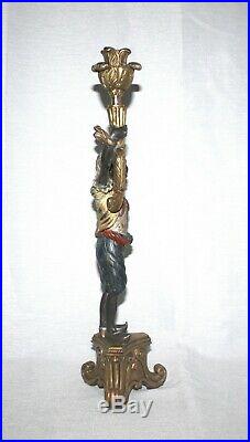 Unique Male Blackamoor Brass/Bronze Candle Holder 17-3/4 Tall