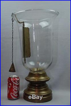 Unique OLD 18 Colonial Hurricane Bell Glass Candle Holder Brass Reflector Spain