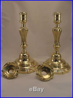 Unique Pair Antique French Bronze / Brass candlesticks Louis XV 18th. C