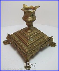 VICTORIAN CANDLESTICK Claw Foot Brass Bronze Gold Decorative Arts Candle Holder