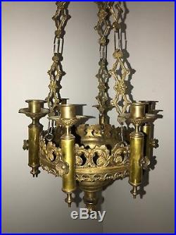 VINTAGE 18th Candle Church LIGHTS Gold Bronze BRASS antique CHANDELIER Antique