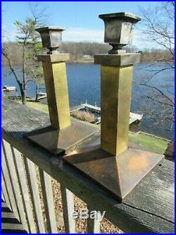 VINTAGE 1920's MISSION / ARTS AND CRAFTS BRADLEY AND HUBBARD CANDLESTICKS #205