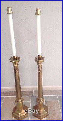 Vintage Alter Brass Candlesticks Tall Rare! From Late 1800's