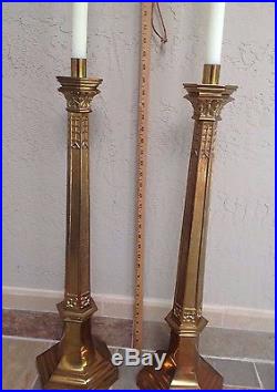 Vintage Alter Brass Candlesticks Tall Rare! From Late 1800's