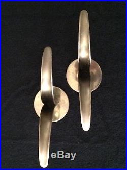 VINTAGE Art Deco Swedish Ystad-Metall Lily Brass Candle Holders Sweden Pair