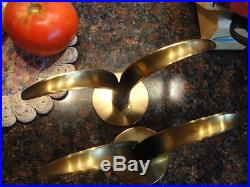 VINTAGE Art Deco Swedish Ystad-Metall Lily Brass Candle Holders Sweden Pair