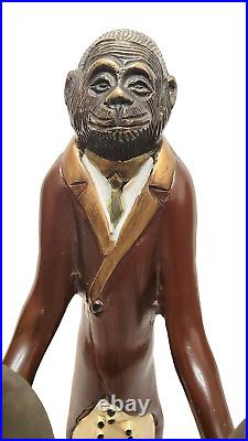 VINTAGE BRONZE/BRASS MAITLAND SMITH BUTLER MONKEY CANDLE HOLDER 17.25 tall