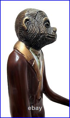 VINTAGE BRONZE/BRASS MAITLAND SMITH BUTLER MONKEY CANDLE HOLDER 17.25 tall