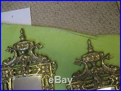 VINTAGE CONTINENTAL EUROPEAN BRASS MIRROR WALL SCONCES/CANDLE HOLDERS/DOLPHINS