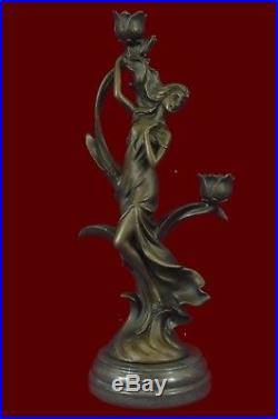 VINTAGE FRENCH EMPIRE BRASS KASSIN CANDLE HOLDER CANDEL Bronze Sculpture Statue