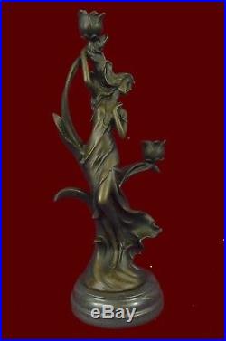 VINTAGE FRENCH EMPIRE BRASS KASSIN CANDLE HOLDER CANDEL Bronze Sculpture Statue