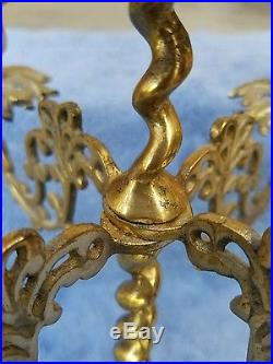 VINTAGE Ornate Brass Candelabrum 4 arm 5 candle holder