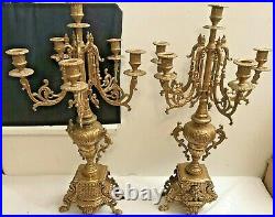 VINTAGE Ornate Brass Candle Candelabras Art Nouveau Deco