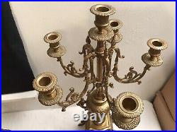 VINTAGE Ornate Brass Candle Candelabras Art Nouveau Deco