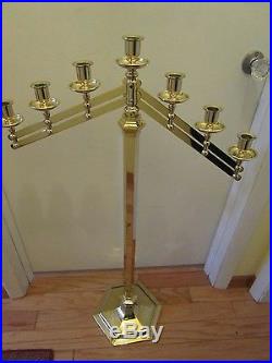 VINTAGE Rostand Heavy brass 7 CANDLE ADJUSTABLE CANDELABRA STAND CHURCH 61.5 t
