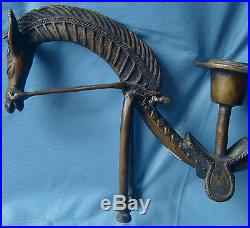 Vintage Very Rare Brass Horse Shape Table Shelf Candle Holder Stand Home Decor